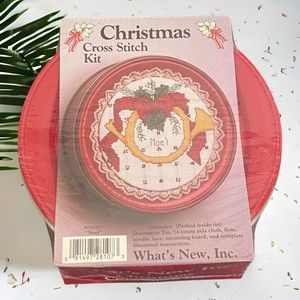 Christmas Cross Stitch Kit Noel Decorative tin 7 x 7 New Sealed